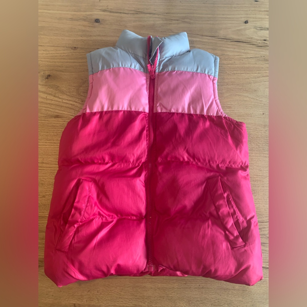 Blac Label Full Zip Winter Vest Pink Gray Girls Medium Preloved